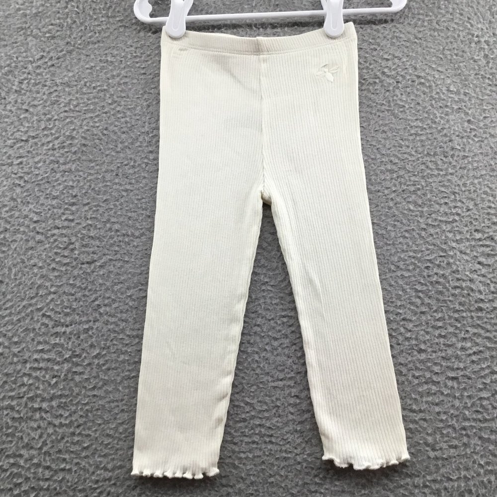 Burt’s Bees Baby Ribbed Leggings | Cream | 18 Months | Like New | Organic Cotton